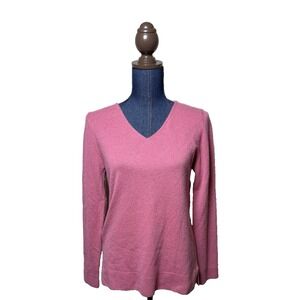 Neiman Marcus cashmere collection rose long sleeve classic v neck sweater Size M